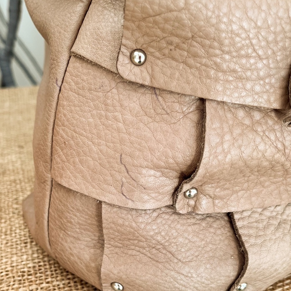B. Makowsky Large Slouchy Boho Leather Light Brown Hobo Bag - Picture 11 of 16